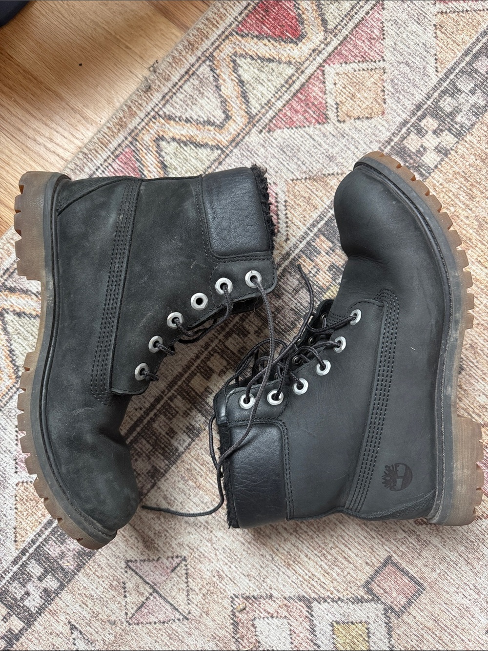 Timberland Black Lace-Up Nubuck Work Boots